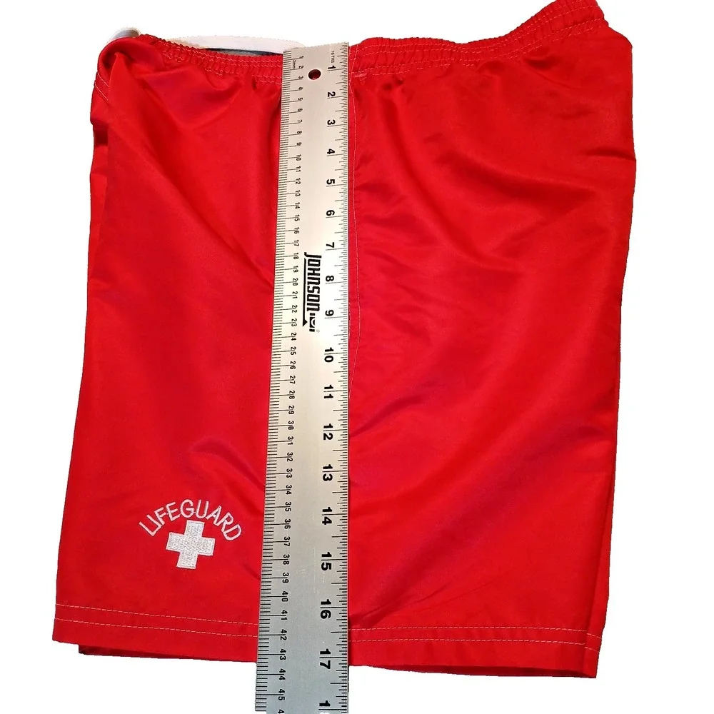 Threads Lifeguard Mens S Swim Trunks Board Shorts Red Slash Pockets‎ Drawstring